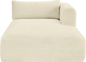 Meridian Furniture Shaggy Corduroy Modular Chaise Lounge Plush Foam Seating for Living Room Sectional Setup Cream 641Cream-Chaise