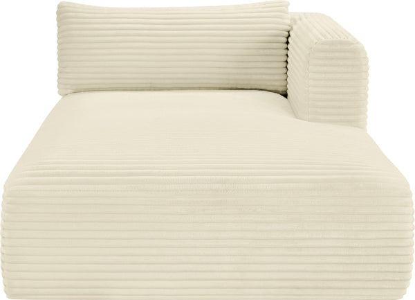 Meridian Furniture Shaggy Corduroy Modular Chaise Lounge Plush Foam Seating for Living Room Sectional Setup Cream 641Cream-Chaise