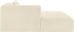 Meridian Furniture Shaggy Corduroy Modular Chaise Lounge Plush Foam Seating for Living Room Sectional Setup Cream 641Cream-Chaise