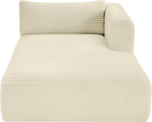 Meridian Furniture Shaggy Corduroy Modular Chaise Lounge Plush Foam Seating for Living Room Sectional Setup Cream 641Cream-Chaise