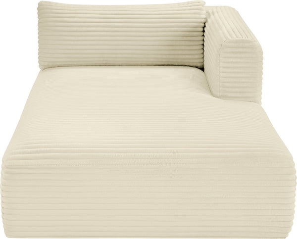 Meridian Furniture Shaggy Corduroy Modular Chaise Lounge Plush Foam Seating for Living Room Sectional Setup Cream 641Cream-Chaise