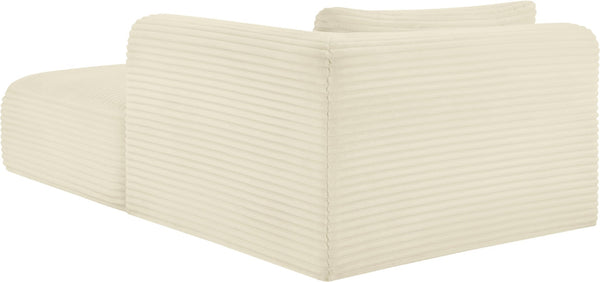 Meridian Furniture Shaggy Corduroy Modular Chaise Lounge Plush Foam Seating for Living Room Sectional Setup Cream 641Cream-Chaise