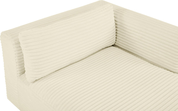 Meridian Furniture Shaggy Corduroy Modular Chaise Lounge Plush Foam Seating for Living Room Sectional Setup Cream 641Cream-Chaise