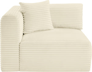 Meridian Furniture Shaggy Corduroy Modular Corner Chair with Plush Foam and Stain Resistant Performance Fabric Cream 641Cream-Corner