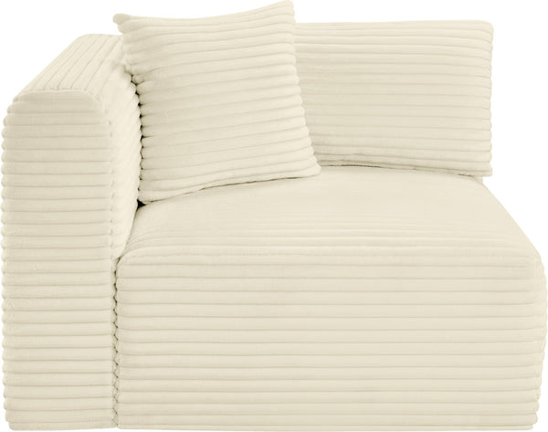 Meridian Furniture Shaggy Corduroy Modular Corner Chair with Plush Foam and Stain Resistant Performance Fabric Cream 641Cream-Corner