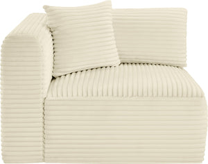 Meridian Furniture Shaggy Corduroy Modular Corner Chair with Plush Foam and Stain Resistant Performance Fabric Cream 641Cream-Corner