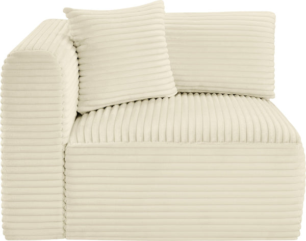 Meridian Furniture Shaggy Corduroy Modular Corner Chair with Plush Foam and Stain Resistant Performance Fabric Cream 641Cream-Corner
