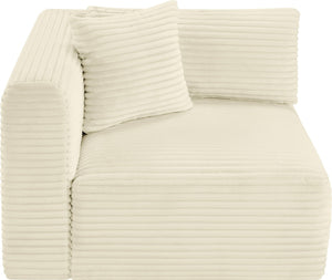Meridian Furniture Shaggy Corduroy Modular Corner Chair with Plush Foam and Stain Resistant Performance Fabric Cream 641Cream-Corner
