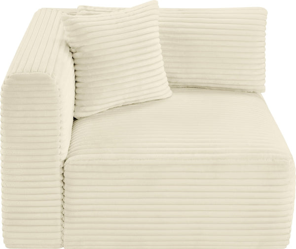 Meridian Furniture Shaggy Corduroy Modular Corner Chair with Plush Foam and Stain Resistant Performance Fabric Cream 641Cream-Corner