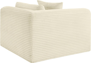 Meridian Furniture Shaggy Corduroy Modular Corner Chair with Plush Foam and Stain Resistant Performance Fabric Cream 641Cream-Corner