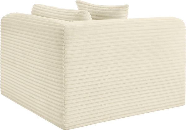 Meridian Furniture Shaggy Corduroy Modular Corner Chair with Plush Foam and Stain Resistant Performance Fabric Cream 641Cream-Corner