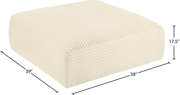 Meridian Furniture Shaggy Corduroy Square Ottoman Plush Modular Linking Design for Living Room Seating Cream 641Cream-Ott