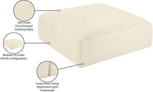 Meridian Furniture Shaggy Corduroy Square Ottoman Plush Modular Linking Design for Living Room Seating Cream 641Cream-Ott
