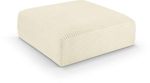 Meridian Furniture Shaggy Corduroy Square Ottoman Plush Modular Linking Design for Living Room Seating Cream 641Cream-Ott