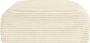 Meridian Furniture Shaggy Corduroy Square Ottoman Plush Modular Linking Design for Living Room Seating Cream 641Cream-Ott