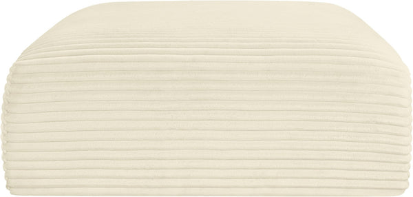 Meridian Furniture Shaggy Corduroy Square Ottoman Plush Modular Linking Design for Living Room Seating Cream 641Cream-Ott