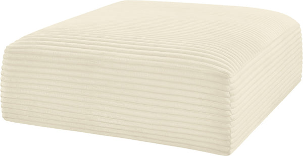 Meridian Furniture Shaggy Corduroy Square Ottoman Plush Modular Linking Design for Living Room Seating Cream 641Cream-Ott