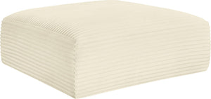 Meridian Furniture Shaggy Corduroy Square Ottoman Plush Modular Linking Design for Living Room Seating Cream 641Cream-Ott