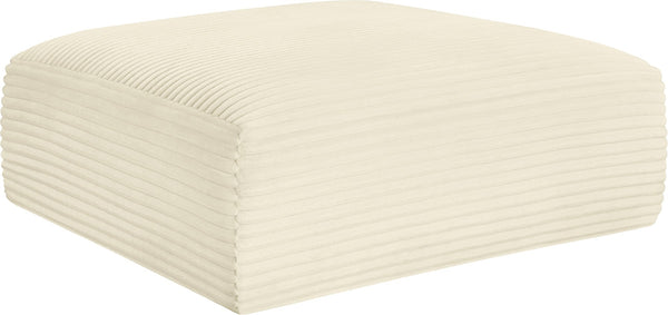 Meridian Furniture Shaggy Corduroy Square Ottoman Plush Modular Linking Design for Living Room Seating Cream 641Cream-Ott