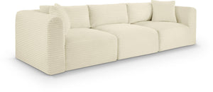 Meridian Furniture Shaggy Corduroy Modular Sofa Plush Performance Fabric Stain Resistant Living Room Seating Cream 109 inches 641Cream-S109