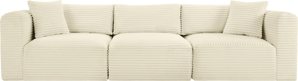 Meridian Furniture Shaggy Corduroy Modular Sofa Plush Performance Fabric Stain Resistant Living Room Seating Cream 109 inches 641Cream-S109