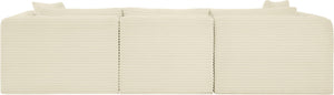 Meridian Furniture Shaggy Corduroy Modular Sofa Plush Performance Fabric Stain Resistant Living Room Seating Cream 109 inches 641Cream-S109
