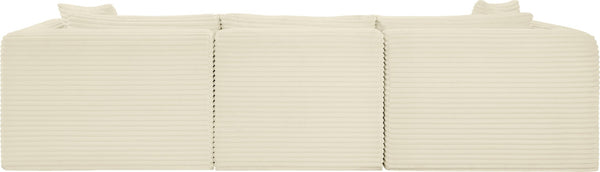 Meridian Furniture Shaggy Corduroy Modular Sofa Plush Performance Fabric Stain Resistant Living Room Seating Cream 109 inches 641Cream-S109