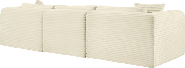 Meridian Furniture Shaggy Corduroy Modular Sofa Plush Performance Fabric Stain Resistant Living Room Seating Cream 109 inches 641Cream-S109