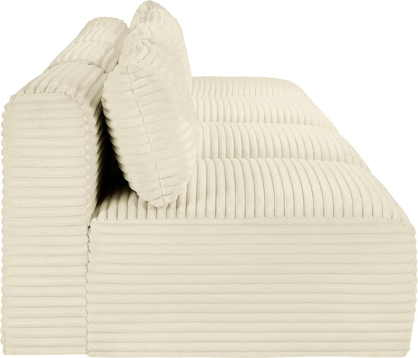 Meridian Furniture Shaggy Armless Modular Sectional Sofa in Wide Wale Corduroy Performance Fabric Living Room Cream 124 inches 641Cream-S124
