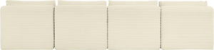 Meridian Furniture Shaggy Armless Modular Sectional Sofa in Wide Wale Corduroy Performance Fabric Living Room Cream 124 inches 641Cream-S124