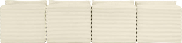 Meridian Furniture Shaggy Armless Modular Sectional Sofa in Wide Wale Corduroy Performance Fabric Living Room Cream 124 inches 641Cream-S124