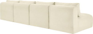 Meridian Furniture Shaggy Armless Modular Sectional Sofa in Wide Wale Corduroy Performance Fabric Living Room Cream 124 inches 641Cream-S124