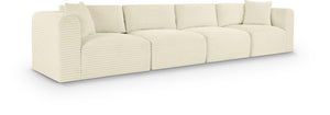 Meridian Furniture Shaggy Corduroy Modular Sofa Plush Performance Fabric Stain Resistant Living Room Seating Cream 140 inches 641Cream-S140