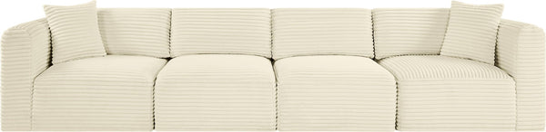Meridian Furniture Shaggy Corduroy Modular Sofa Plush Performance Fabric Stain Resistant Living Room Seating Cream 140 inches 641Cream-S140