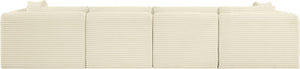 Meridian Furniture Shaggy Corduroy Modular Sofa Plush Performance Fabric Stain Resistant Living Room Seating Cream 140 inches 641Cream-S140