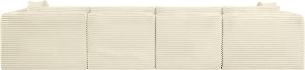 Meridian Furniture Shaggy Corduroy Modular Sofa Plush Performance Fabric Stain Resistant Living Room Seating Cream 140 inches 641Cream-S140