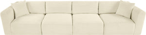 Meridian Furniture Shaggy Corduroy Modular Sofa Plush Performance Fabric Stain Resistant Living Room Seating Cream 140 inches 641Cream-S140