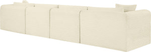 Meridian Furniture Shaggy Corduroy Modular Sofa Plush Performance Fabric Stain Resistant Living Room Seating Cream 140 inches 641Cream-S140