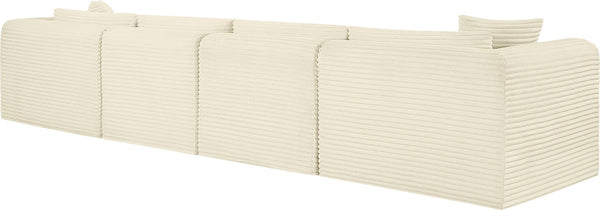Meridian Furniture Shaggy Corduroy Modular Sofa Plush Performance Fabric Stain Resistant Living Room Seating Cream 140 inches 641Cream-S140