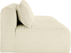 Meridian Furniture Shaggy Two Piece Armless Modular Loveseat in Stain Resistant Plush Corduroy Performance Fabric Cream 641Cream-S62