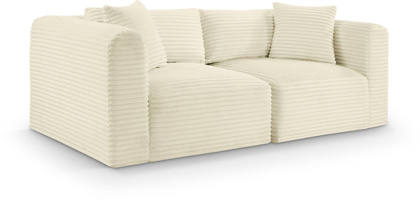 Meridian Furniture Shaggy Corduroy Modular Sofa Plush Performance Fabric Stain Resistant Living Room Seating Cream 78 inches 641Cream-S78