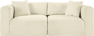 Meridian Furniture Shaggy Corduroy Modular Sofa Plush Performance Fabric Stain Resistant Living Room Seating Cream 78 inches 641Cream-S78