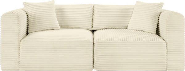 Meridian Furniture Shaggy Corduroy Modular Sofa Plush Performance Fabric Stain Resistant Living Room Seating Cream 78 inches 641Cream-S78
