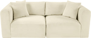 Meridian Furniture Shaggy Corduroy Modular Sofa Plush Performance Fabric Stain Resistant Living Room Seating Cream 78 inches 641Cream-S78