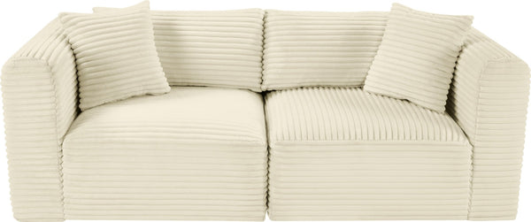 Meridian Furniture Shaggy Corduroy Modular Sofa Plush Performance Fabric Stain Resistant Living Room Seating Cream 78 inches 641Cream-S78