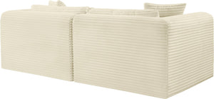 Meridian Furniture Shaggy Corduroy Modular Sofa Plush Performance Fabric Stain Resistant Living Room Seating Cream 78 inches 641Cream-S78