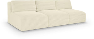 Meridian Furniture Shaggy Armless Modular Sectional Sofa in Wide Wale Corduroy Performance Fabric Living Room Cream 93 inches 641Cream-S93