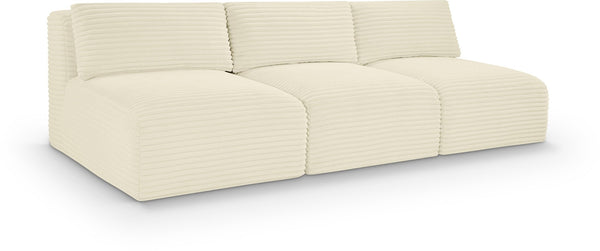 Meridian Furniture Shaggy Armless Modular Sectional Sofa in Wide Wale Corduroy Performance Fabric Living Room Cream 93 inches 641Cream-S93