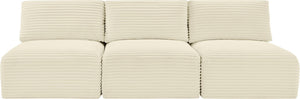 Meridian Furniture Shaggy Armless Modular Sectional Sofa in Wide Wale Corduroy Performance Fabric Living Room Cream 93 inches 641Cream-S93
