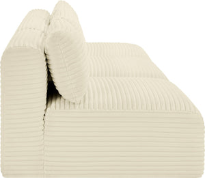 Meridian Furniture Shaggy Armless Modular Sectional Sofa in Wide Wale Corduroy Performance Fabric Living Room Cream 93 inches 641Cream-S93